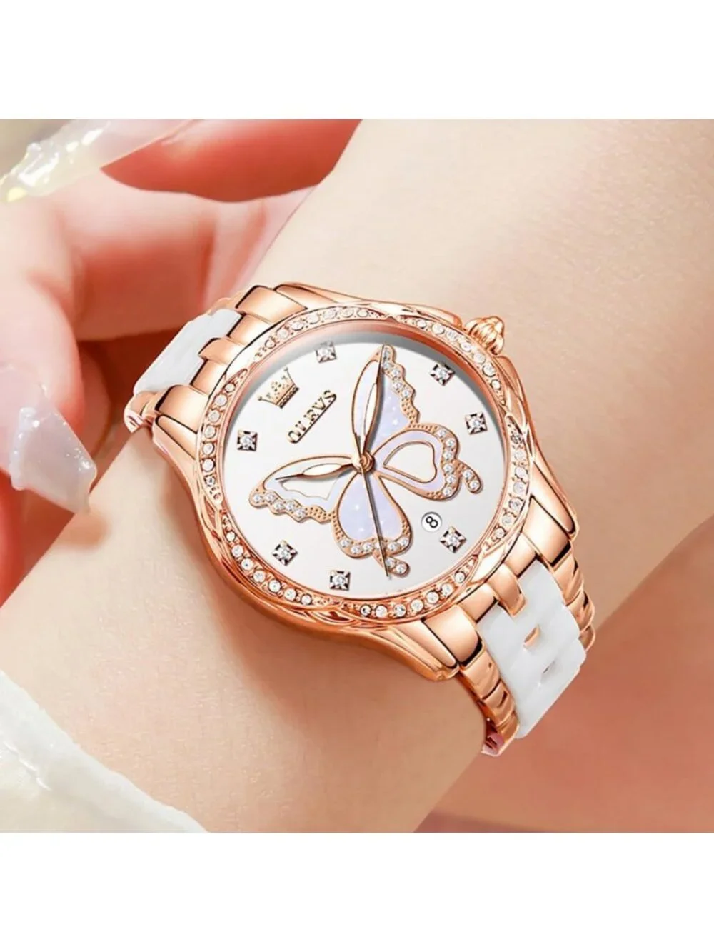 Women's Two Tone Strap with White Dial Stainless Steel Waterproof Date Watches